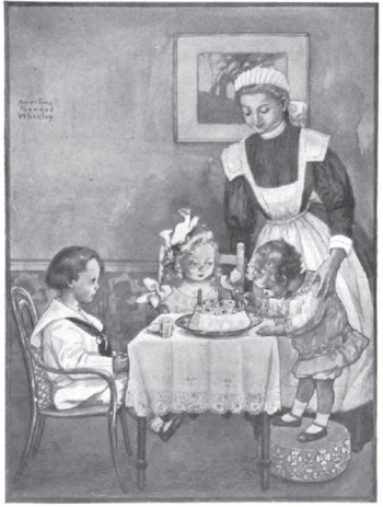 Birthday Cake Party Scene St. Nicholas Magazine 1909