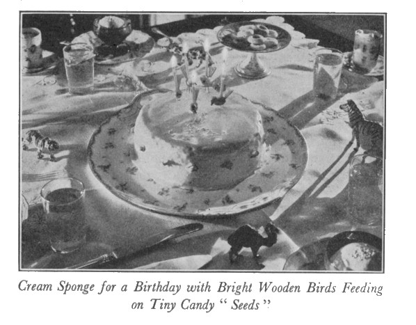 birthday Cake Bird Candle Holders Boston Cooking School Cookbook 1936