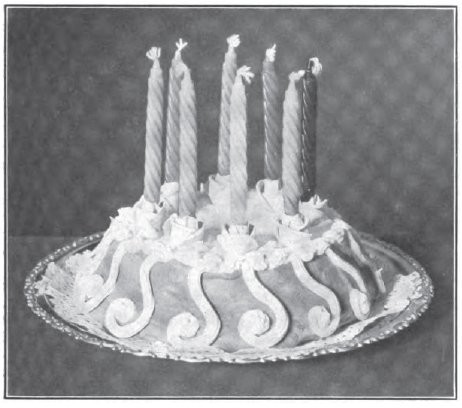birthday Cake Rosebud Candle Holders Boston Cooking School Magazine 1906