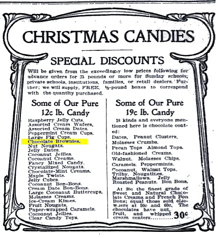 Washington Times 1903 Chocolate Brownies (Christmas Candies)