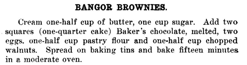 Service Club Cook Book 1904 Bangor Brownies Recipe